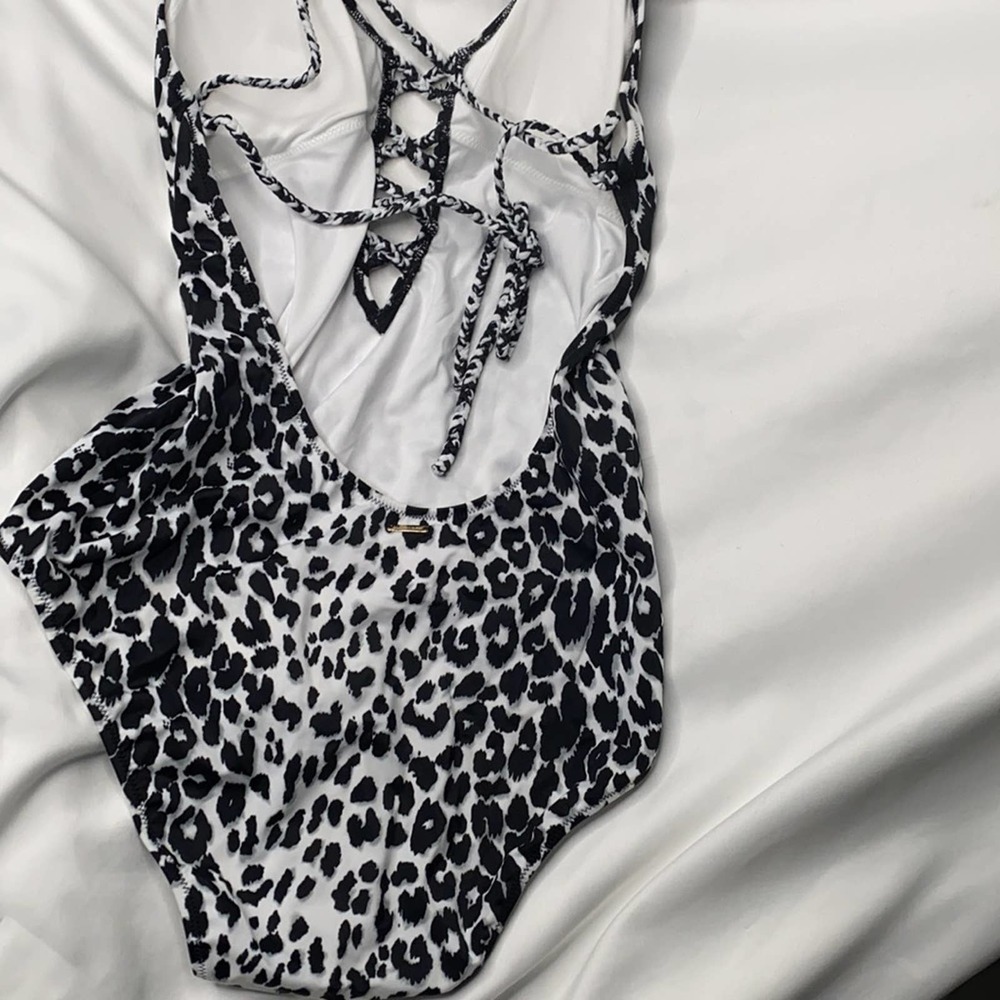 Victoria Secret’s One Piece Bathing Suit Animal Print Black White Cheetah Small - Picture 3 of 5